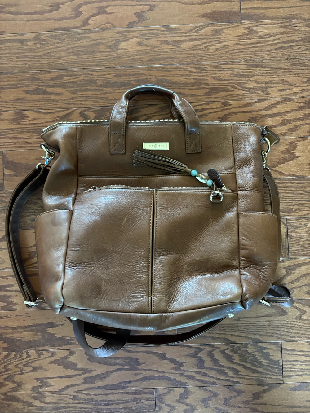 Lily Jade Old English Leather Caroline Diaper Bag